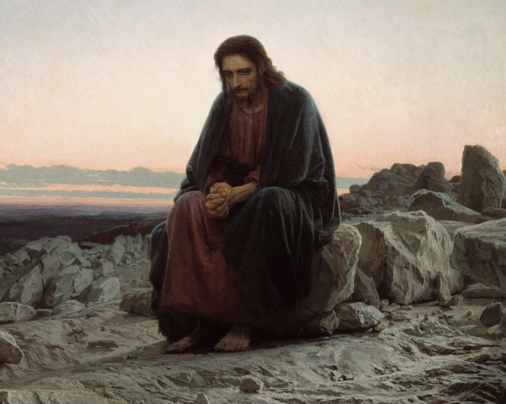 Christ in the Wilderness, Ivan Kramskoi (1837-1887), 1872, oil on canvas. Tretyakov Gallery, Google Cultural Center / Wikimedia Commons.