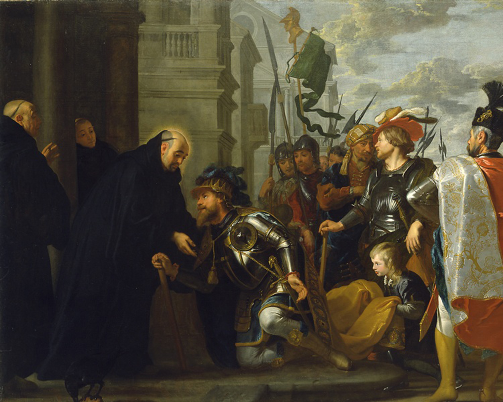 Gaspar de Crayer, Saint Benedict receiving Totila, King of the Ostrogoths, 1633 (Wikimedia Commons)