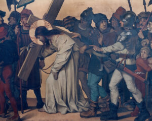 Theophile Marie Francois Lybaert, Simon of Cyrene carries the Cross, 1887 (Wikimedia Commons)