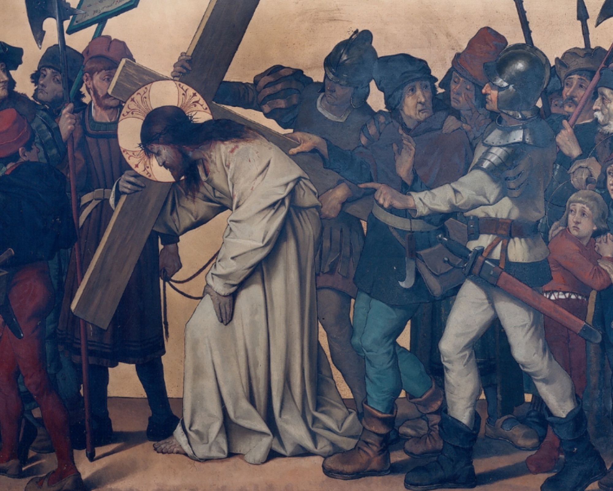 Theophile Marie Francois Lybaert, Simon of Cyrene carries the Cross, 1887 (Wikimedia Commons)