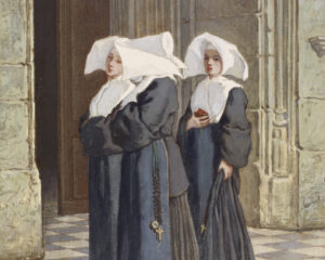 Three Nuns in the Portal of a Church, Amand Gautier (1825–1894). 1894, watercolor and gouache over graphite underdrawing on paper. Walters Art Museum / Wikimedia Commons