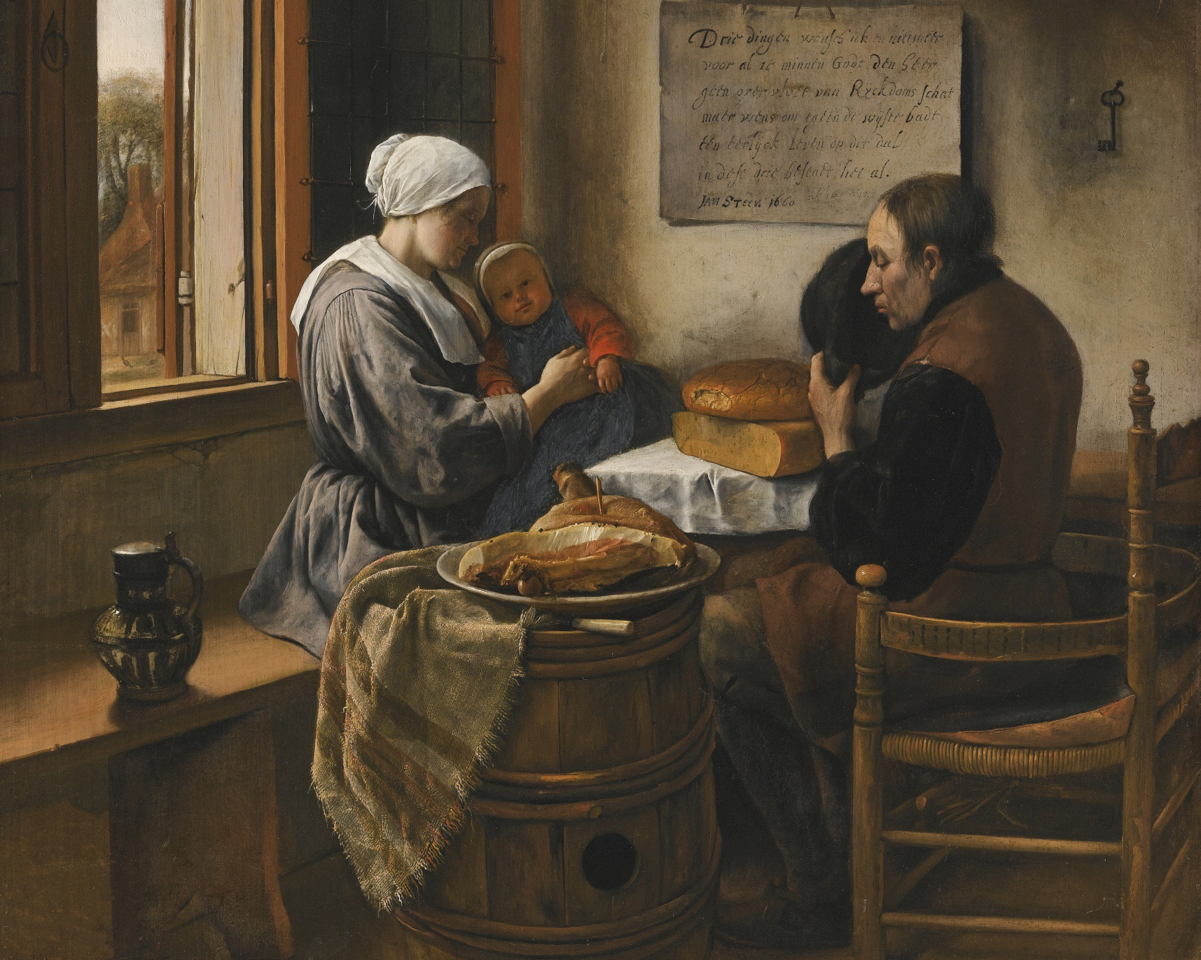 Prayer Before the Meal, Jan Steen (1625/1626–1679), 1660 oil on panel. Private Collection / Wikimedia Commons