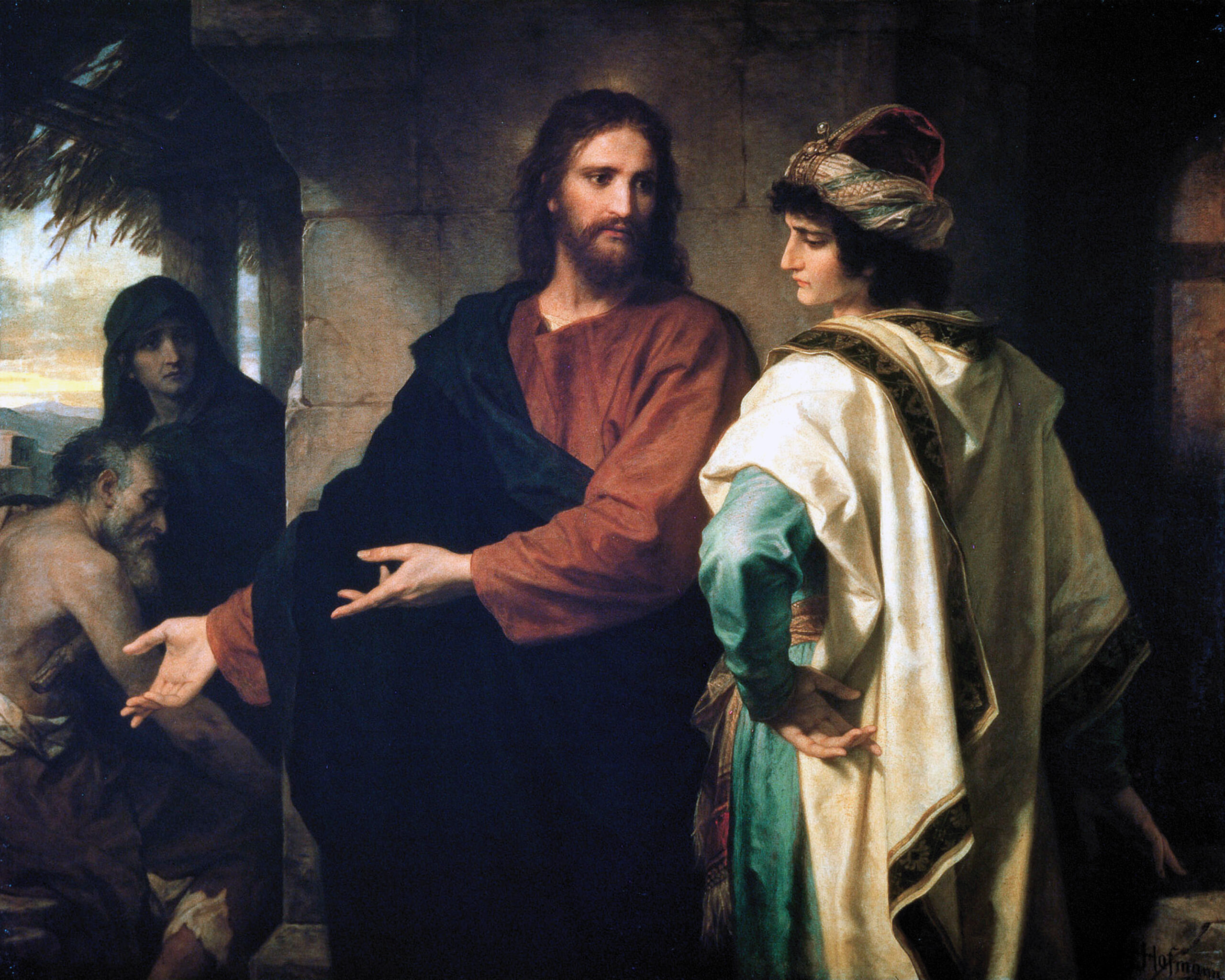 Christ and the Rich Young Ruler, Heinrich Hofmann (1824–1911), 1889, oil on canvas. Riverside Church / Wikimedia Commons