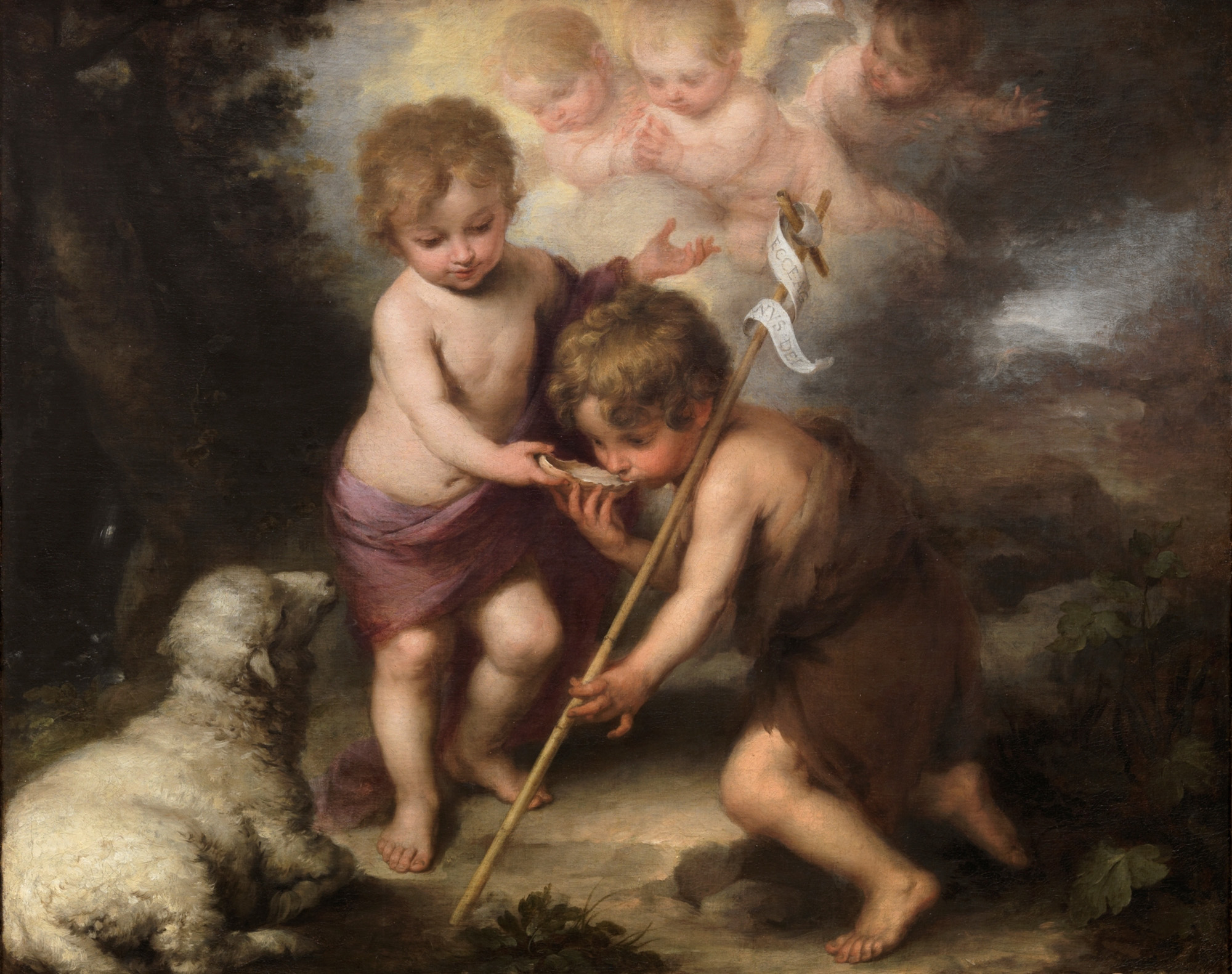 The Holy Children with a Shell, Bartolomé Esteban Murillo (1617–1682), 1670, oil on canvas. Museo del Prado / Wikimedia Commons