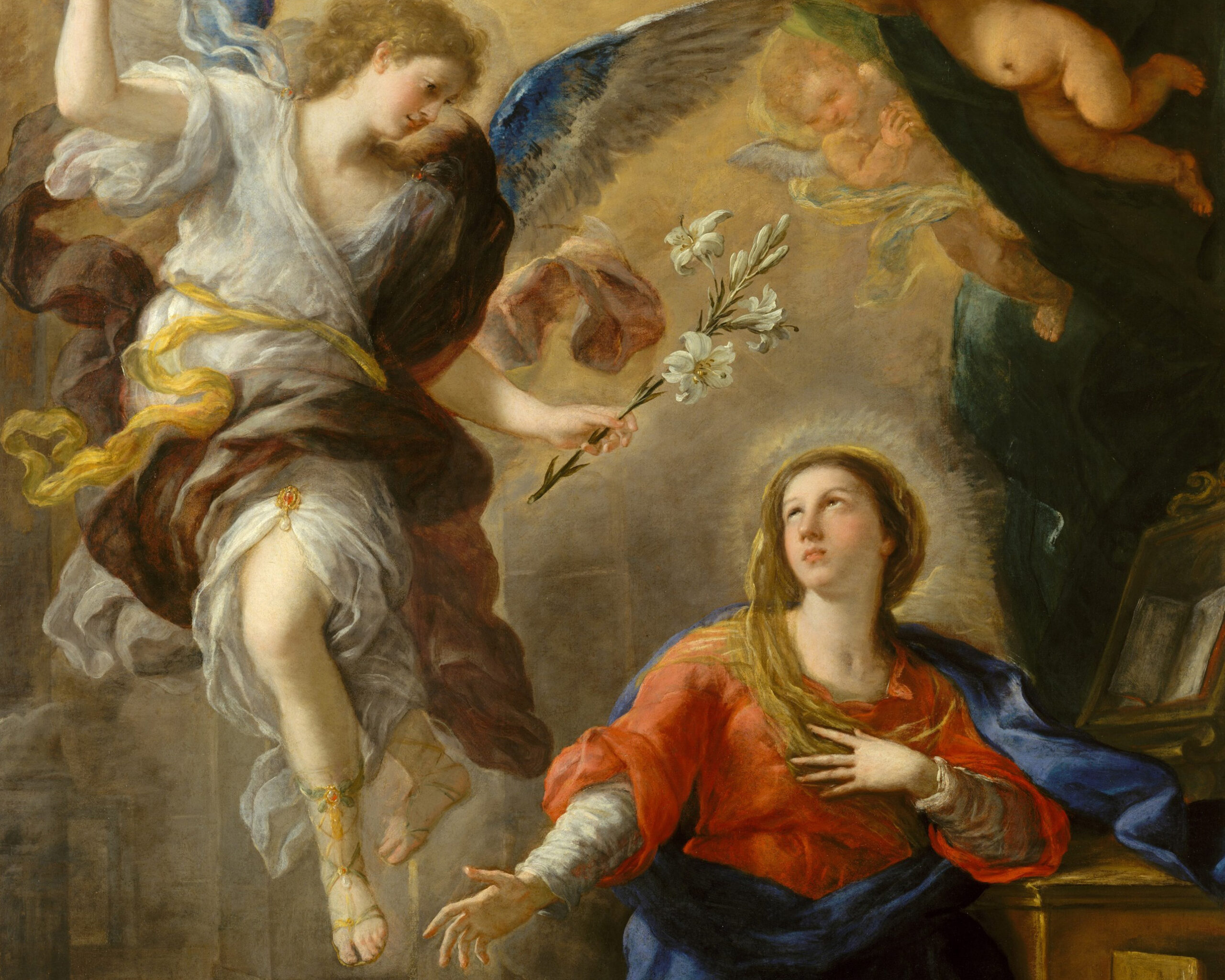 The Annunciation, Luca Giordano (1634–1705), 1672, oil on canvas. Metropolitan Museum of Art / Wikimedia Commons.