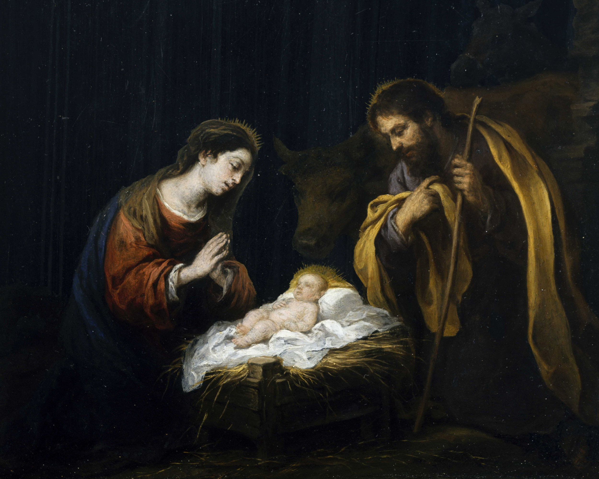 The Nativity, Bartolomé Esteban Murillo (1617–1682), c. 1665-1670, oil on obsidian. The Museum of Fine Arts, Houston, The Rienzi Collection, gift of Mr. and Mrs. Harris Masterson III / Wikimedia Commons