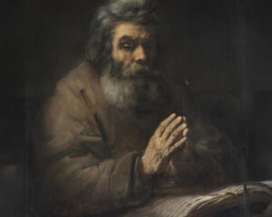 An Elderly Man in Prayer, Follower of Rembrandt (1606–1669), 1660, oil on canvas. Cleveland Museum of Art / Wikiimedia Commons.