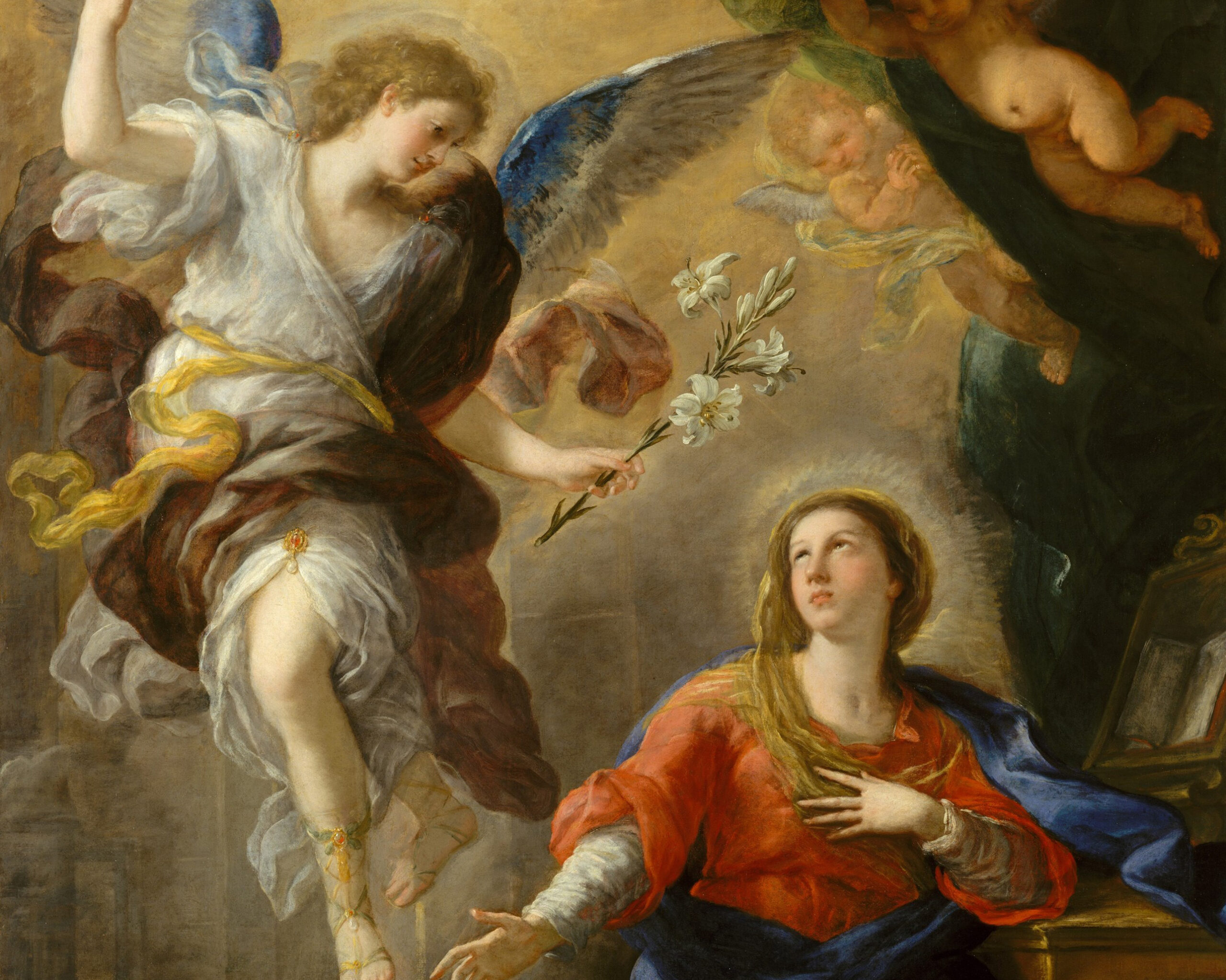 The Annunciation, Luca Giordano (d. 1705), 1672, oil on canvas. Metropolitan Museum of Art / Wikimedia Commons.