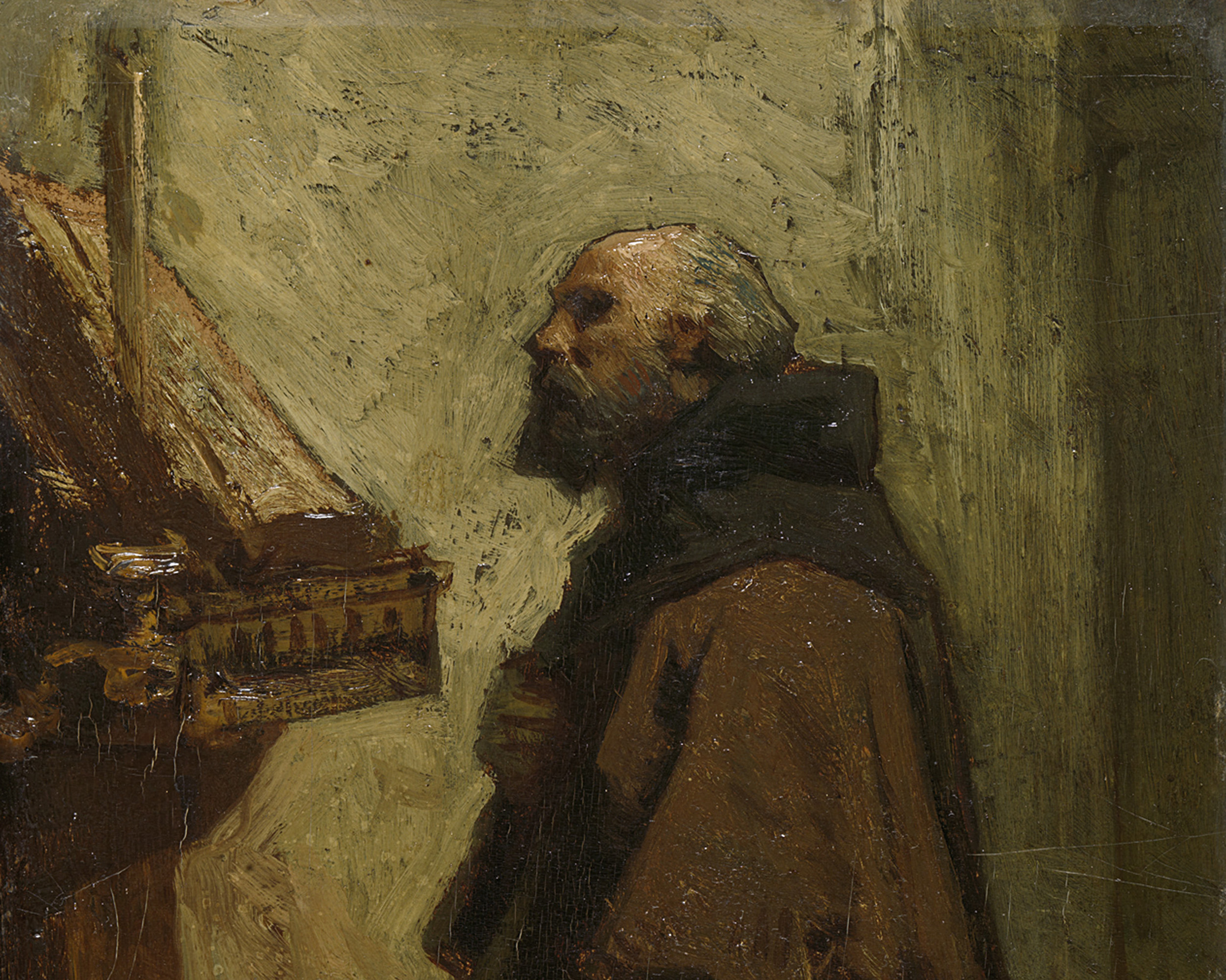 Praying Monk, Jacob Maris (1837-1899), 1864, oil on copper. Rijksmuseum / Wikimedia Commons.