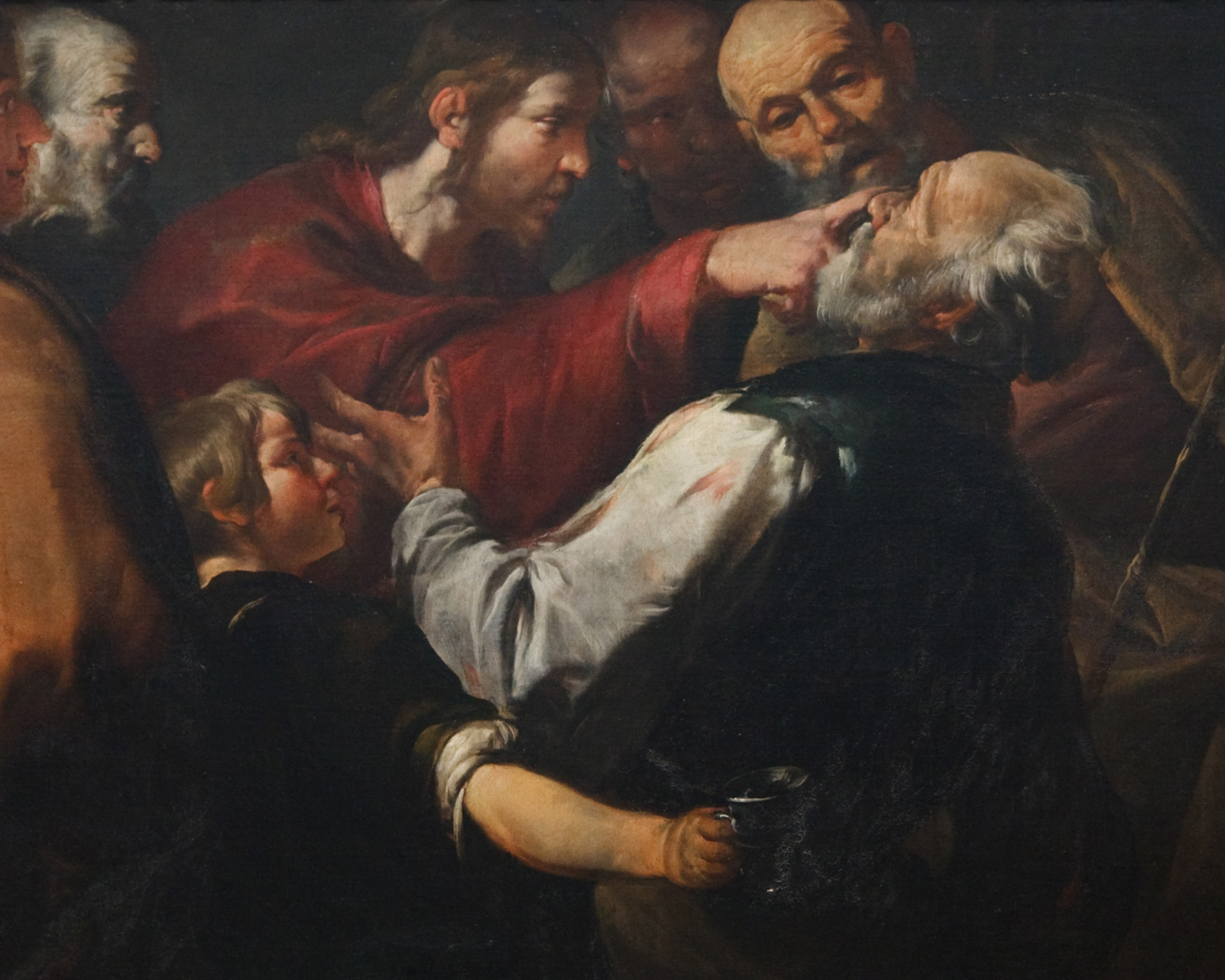 Christ Healing the Blind Man, Gioacchino Assereto (1600-1649), c. 1640, oil on canvas. Carnegie Museum of Art, photographed by Moira Burke / Wikimedia Commons.