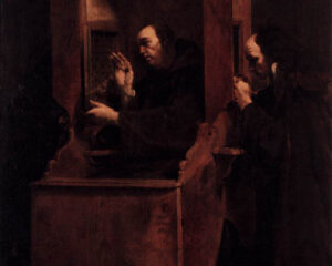 Confession, Guiseppe Maria Crespi (1665-1747), 1712, oil on canvas. Gemäldegalerie Alte Meister, Web Gallery of Art / Wikimedia Commons.