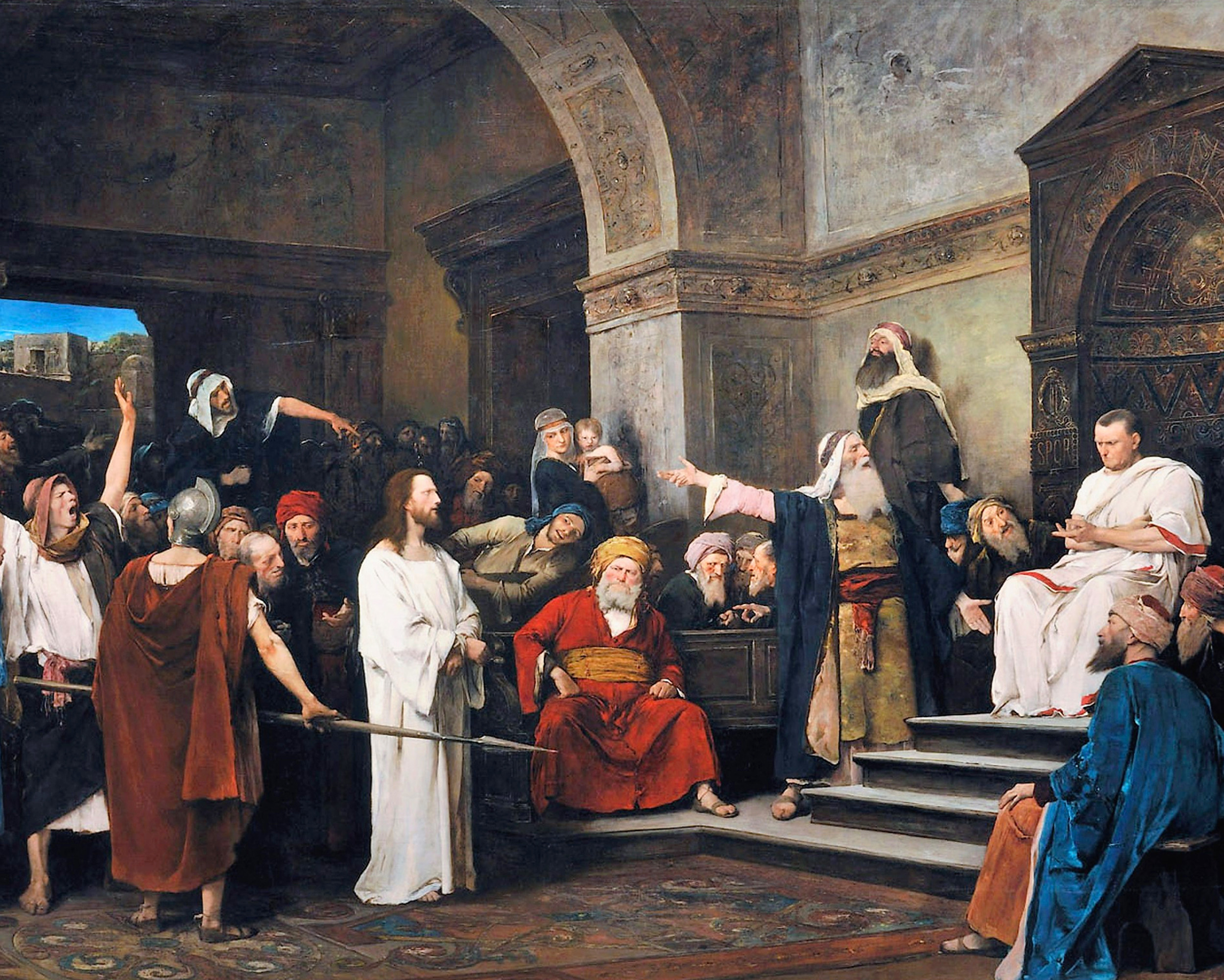 Christ before Pilate, Mihály Munkácsy (1844-1900), 1881, oil on canvas. Hungarian National Gallery / Wikimedia Commons.