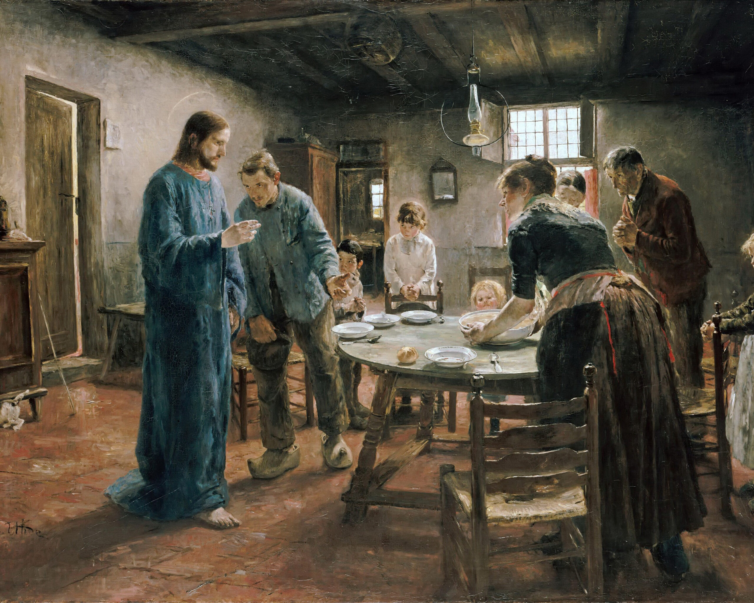 The Mealtime Prayer, Fritz von Uhde (1848-1911), 1885, oil on canvas. Alte Nationalgalerie, Google Arts & Culture / Wikimedia Commons.