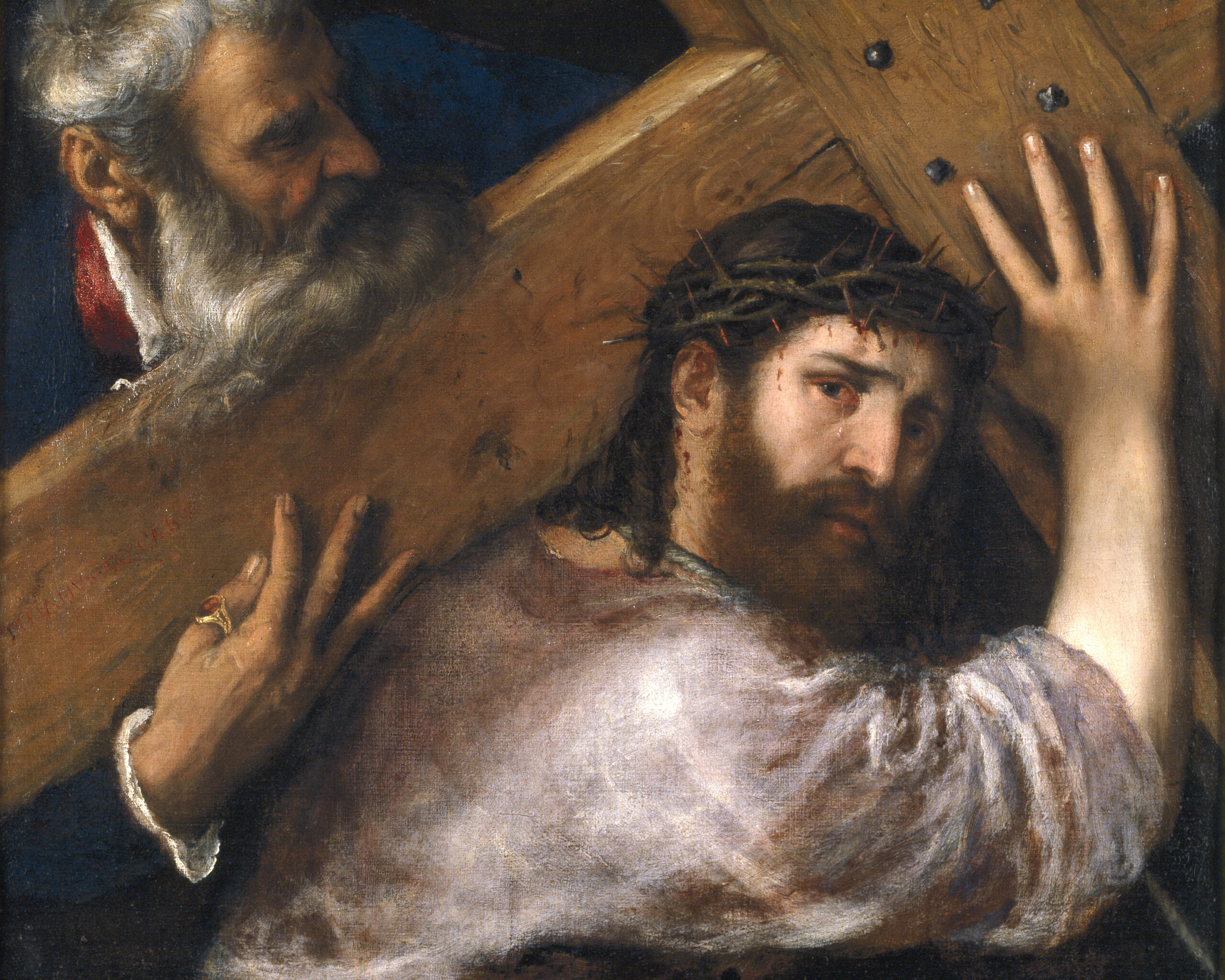 Christ carrying the Cross, Titian (1490-1576), c. 1565, oil on canvas. Museo del Prado / Wikimedia Commons.