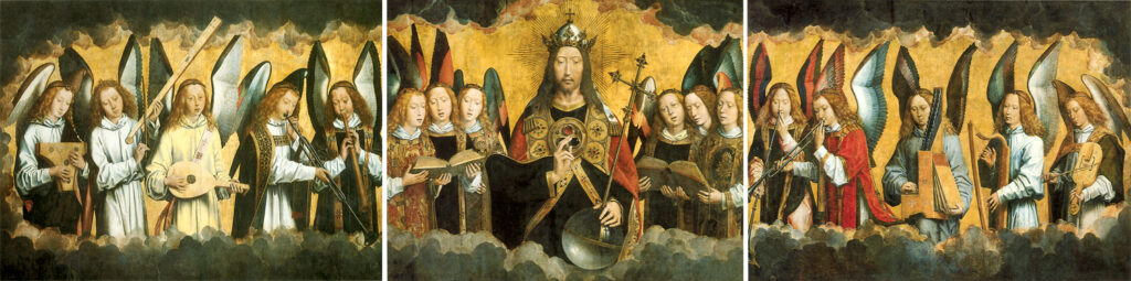 Christ with Music-Making Angels by Hans Memling (1433-1494). 1489, oil on panel, Royal Museum of Fine Arts Antwerp / Wikimedia Commons.