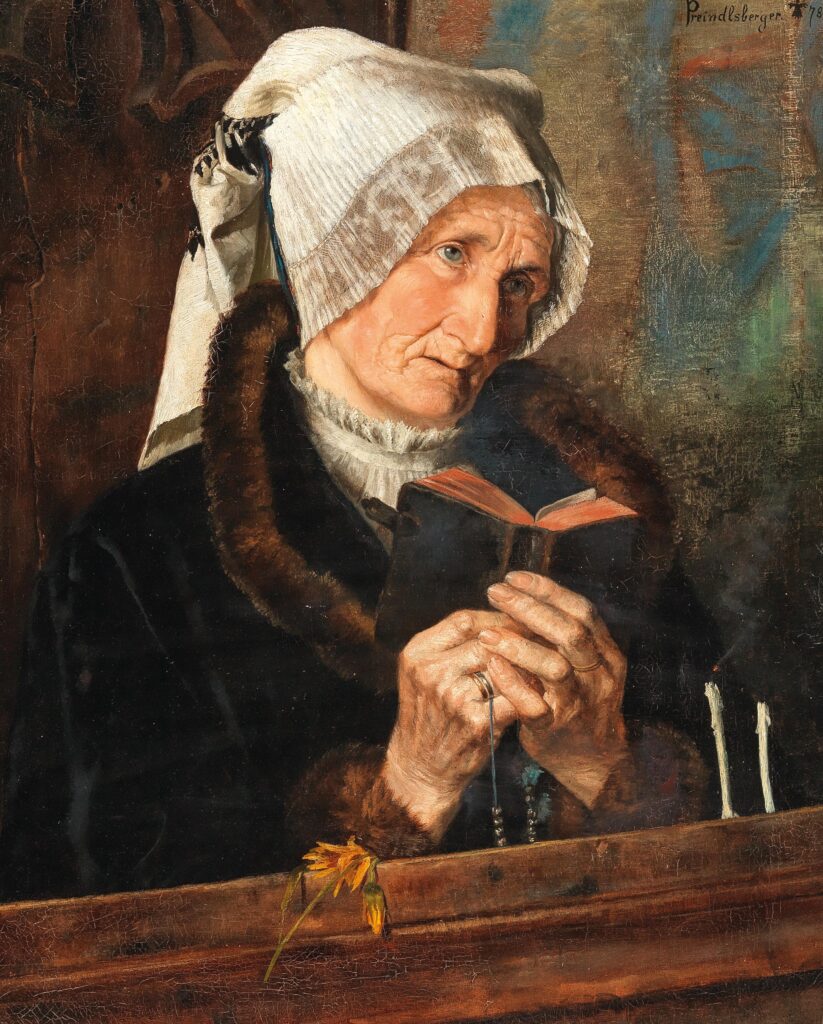 Im Gebet by Marianne Stokes (1855-1927), 1875, Dorotheum / Wikimedia Commons.