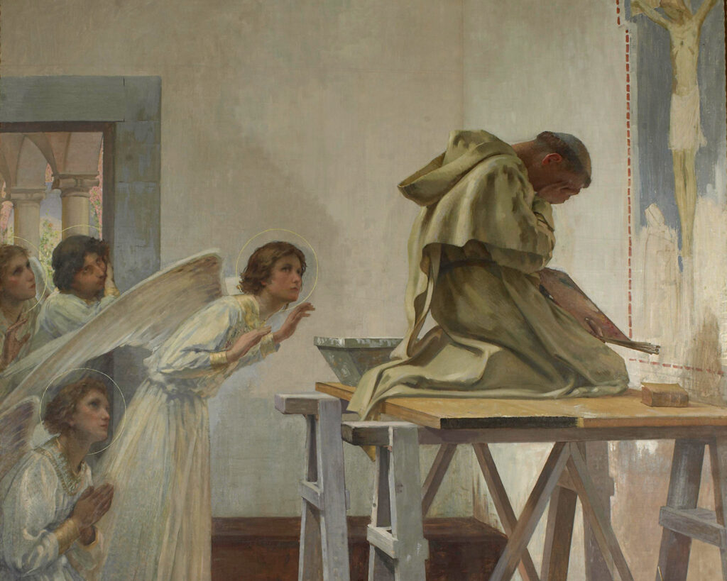 Fra Angelico visited by Angels, Paul-Hippolyte Flandrin (1856–1921), 1894, oil on canvas. Musée des Beaux-Arts de Rouen. Wikimedia Commons.