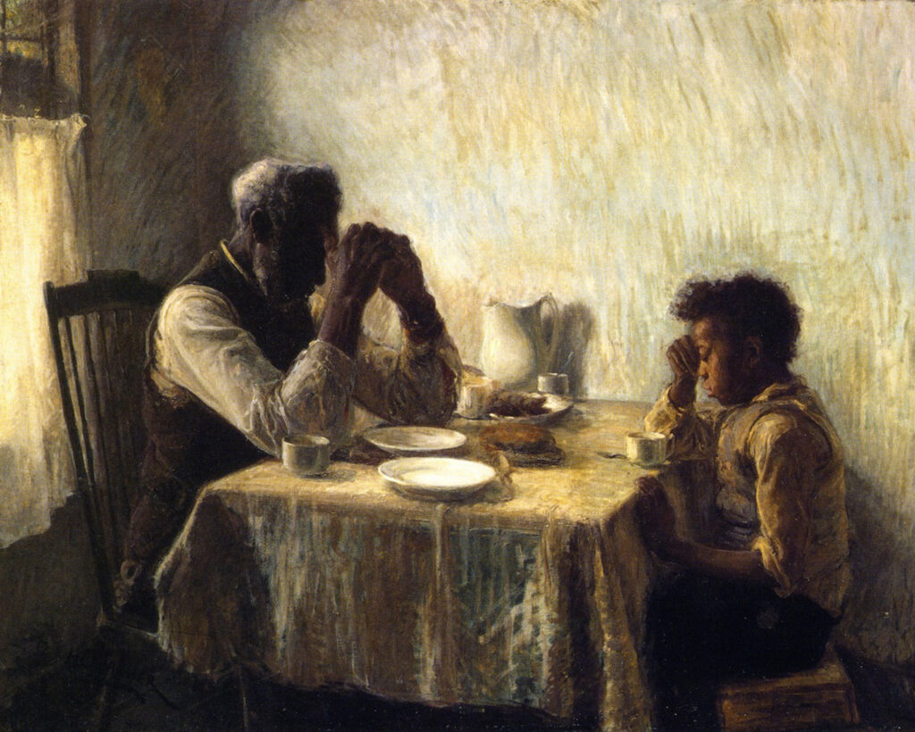 The Thankful Poor, Henry Ossawa Tanner (1859–1937), 1894, oil on canvas. Art Bridges, Texas. Wikimedia Commons.