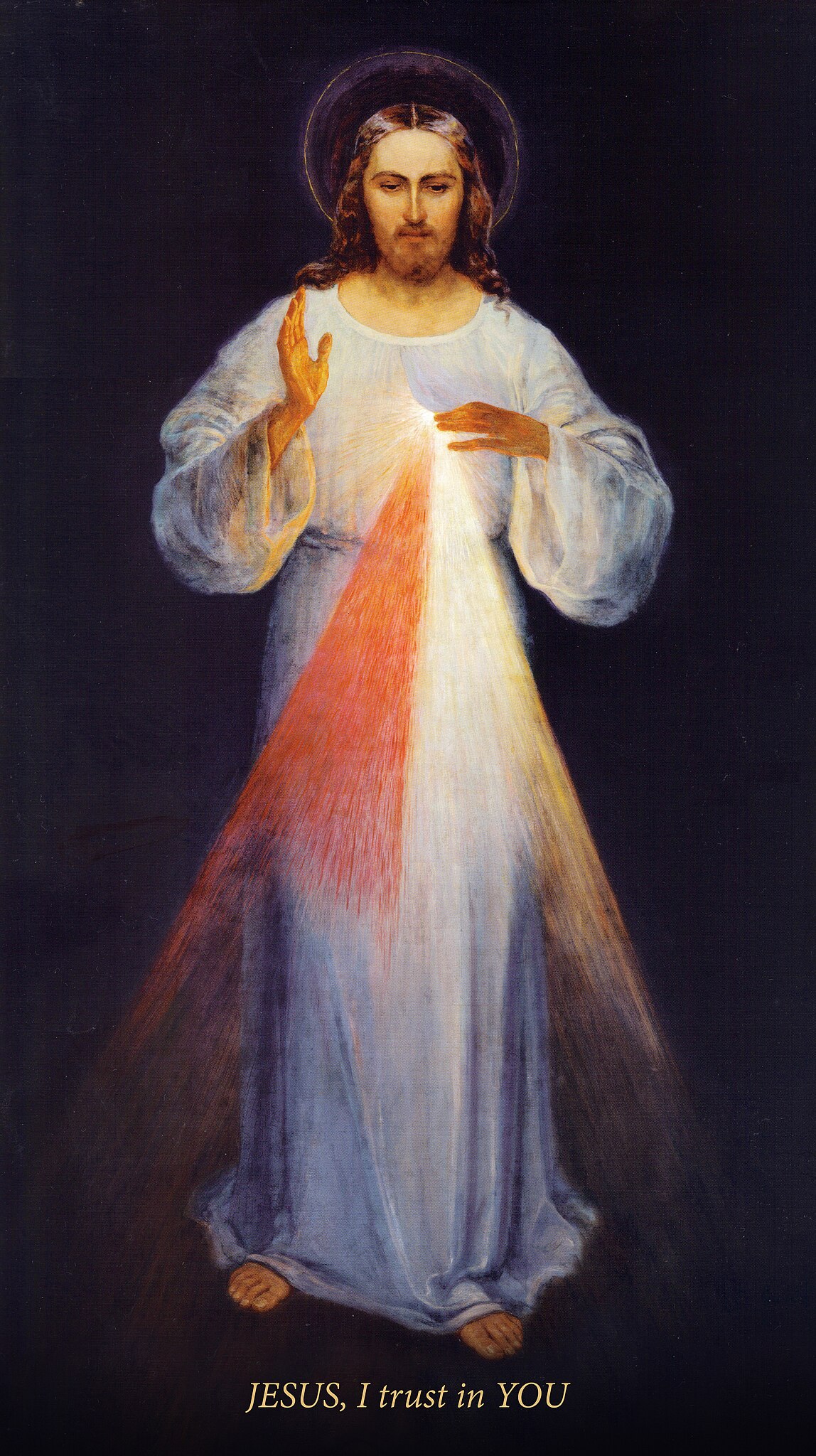 Divine Mercy by Eugeniusz Kazimirowski (1873-1939). 1934, oil on canvas, Divine Mercy Sanctuary in Vilnius / Wikimedia Commons.