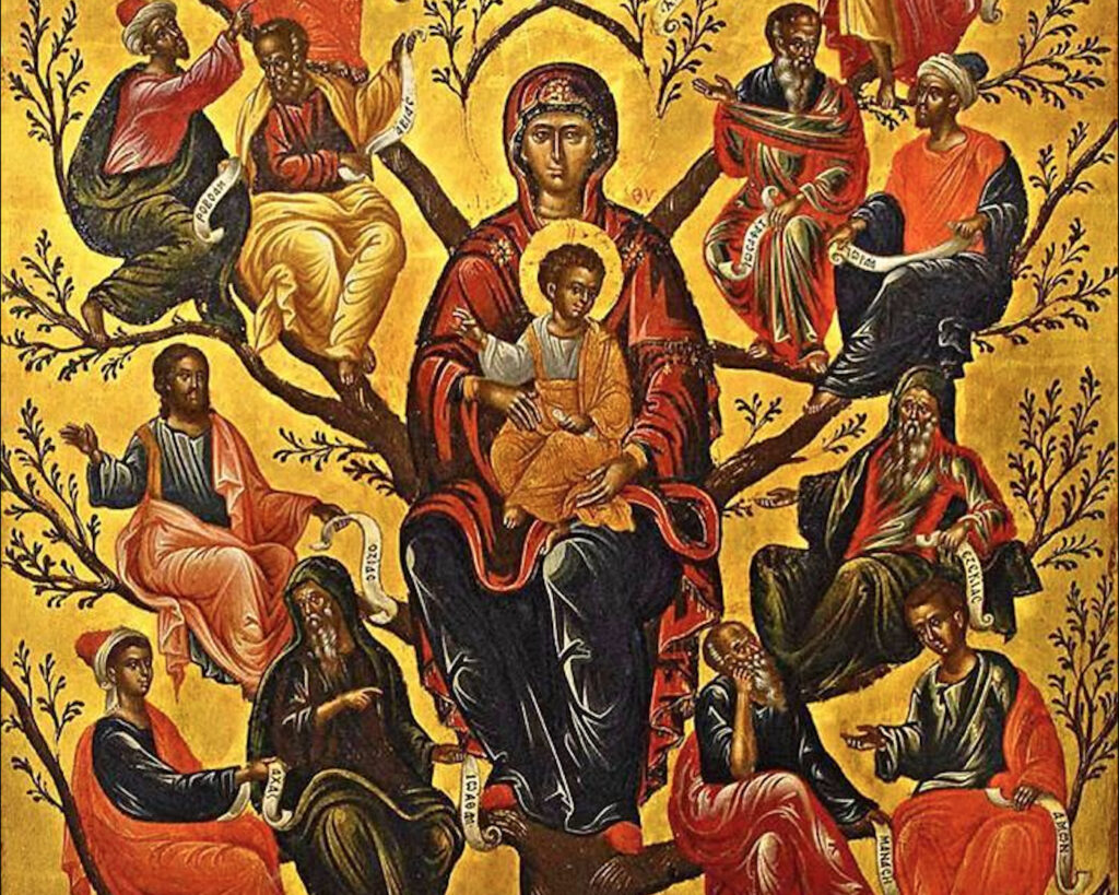 Tree of Jesse, Victor of Crete (1630–1697, 1674, tempera and gold leaf on panel. Hellenic Institute of Byzantine and Post-Byzantine Studies in Venice. Wikimedia Commons.