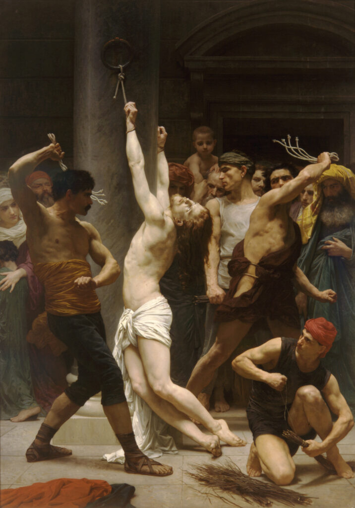 The Flagellation of Our Lord Jesus Christ by William-Adolphe Bouguereau (1825-1905), 1880, oil. Musee des Beaux-Arts de La Rochelle / Wikimedia Commons.