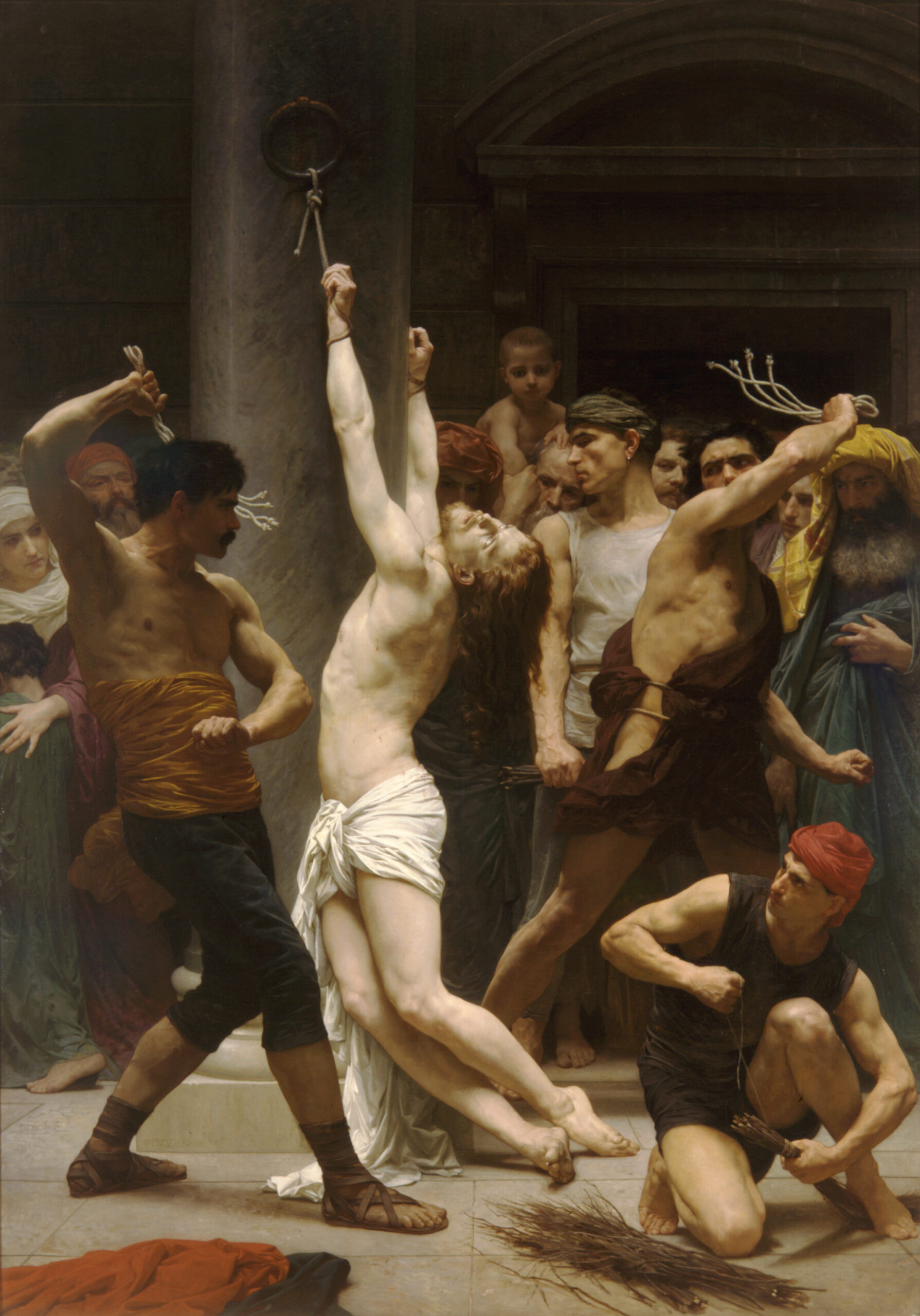 The Flagellation of Our Lord Jesus Christ by William-Adolphe Bouguereau (1825-1905), 1880, oil. Musee des Beaux-Arts de La Rochelle / Wikimedia Commons.