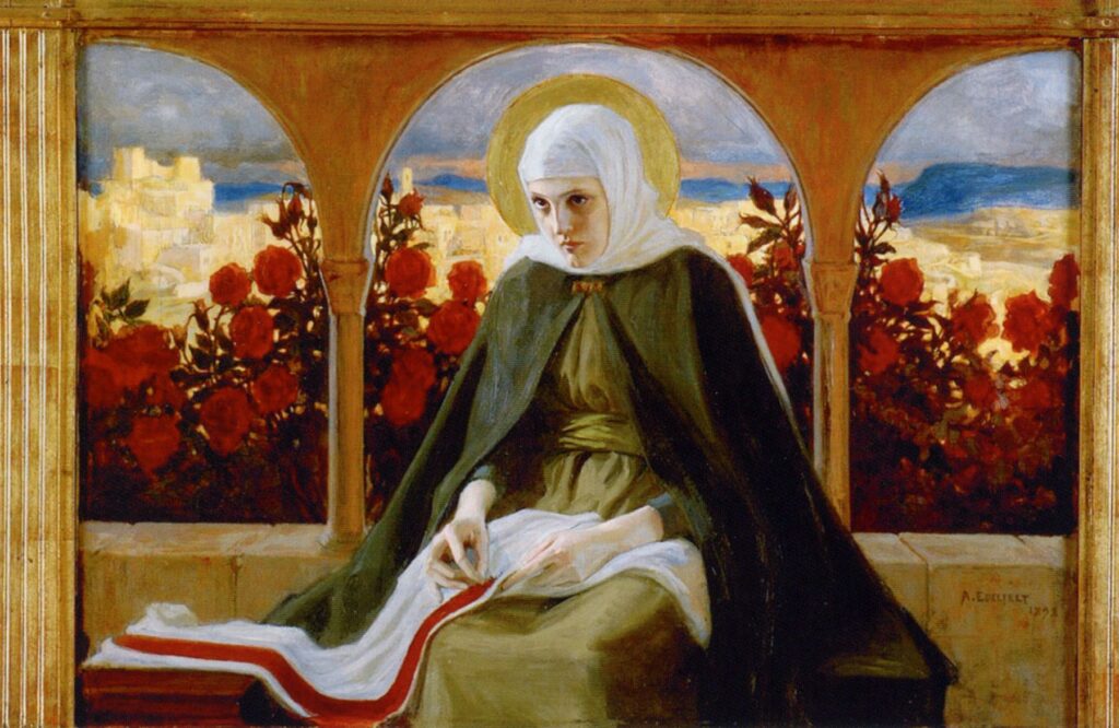 Virgin Mary in the Rose Garden by Albert Edelfelt (1854-1905). 1898, Private collection / Wikimedia Commons