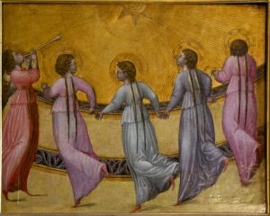 Five Dancing Angels by Giovanni di Paolo. 1430s, oil on wood, Conde Museum / Wikimedia Commons