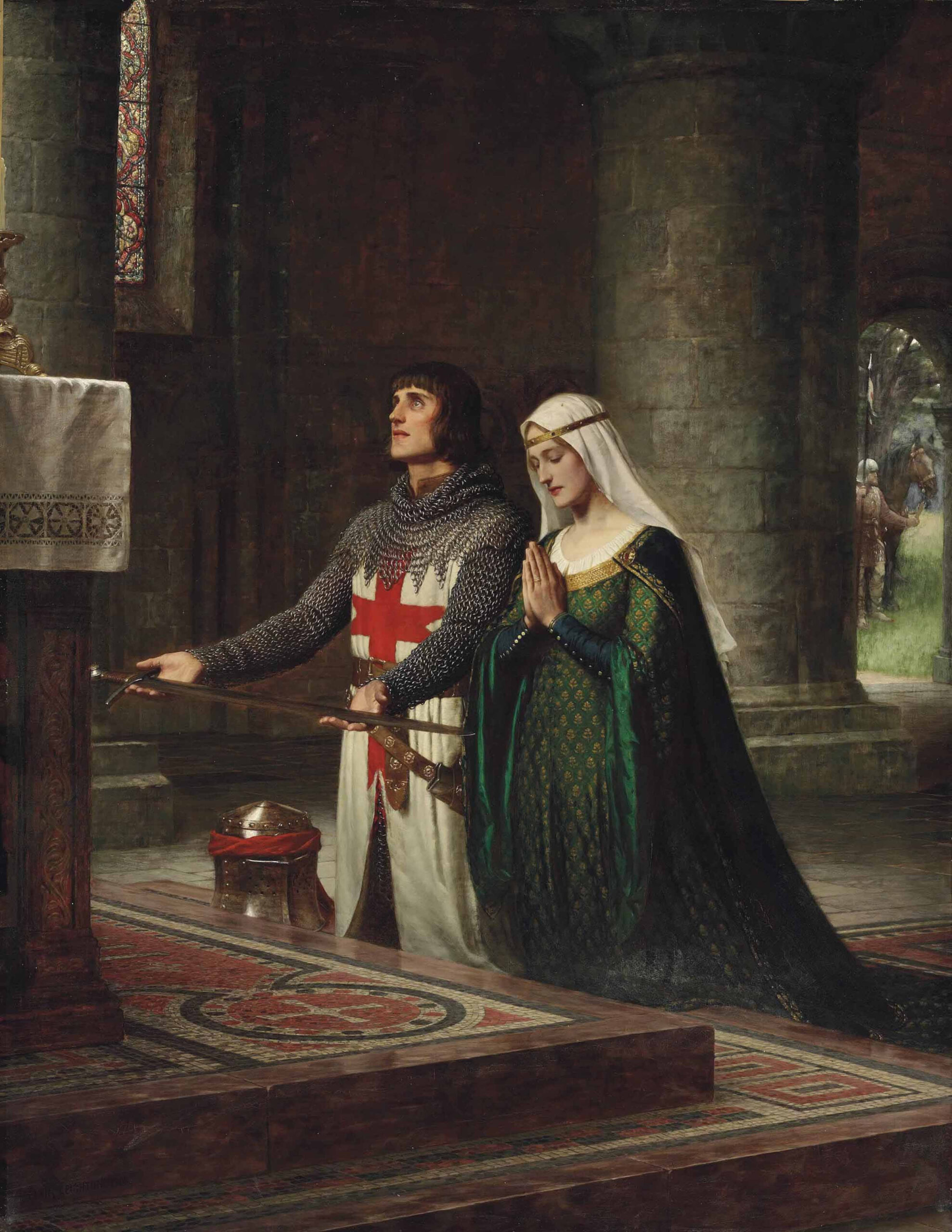 The Dedication by Edmund Leighton (1852-1922). 1908, oil on canvas / Wikimedia Commons.