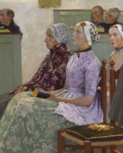 Sunday Mass by Gari Melchers (1860-1932). 1895, oil on canvas, Telfair Museums / Wikimedia Commons