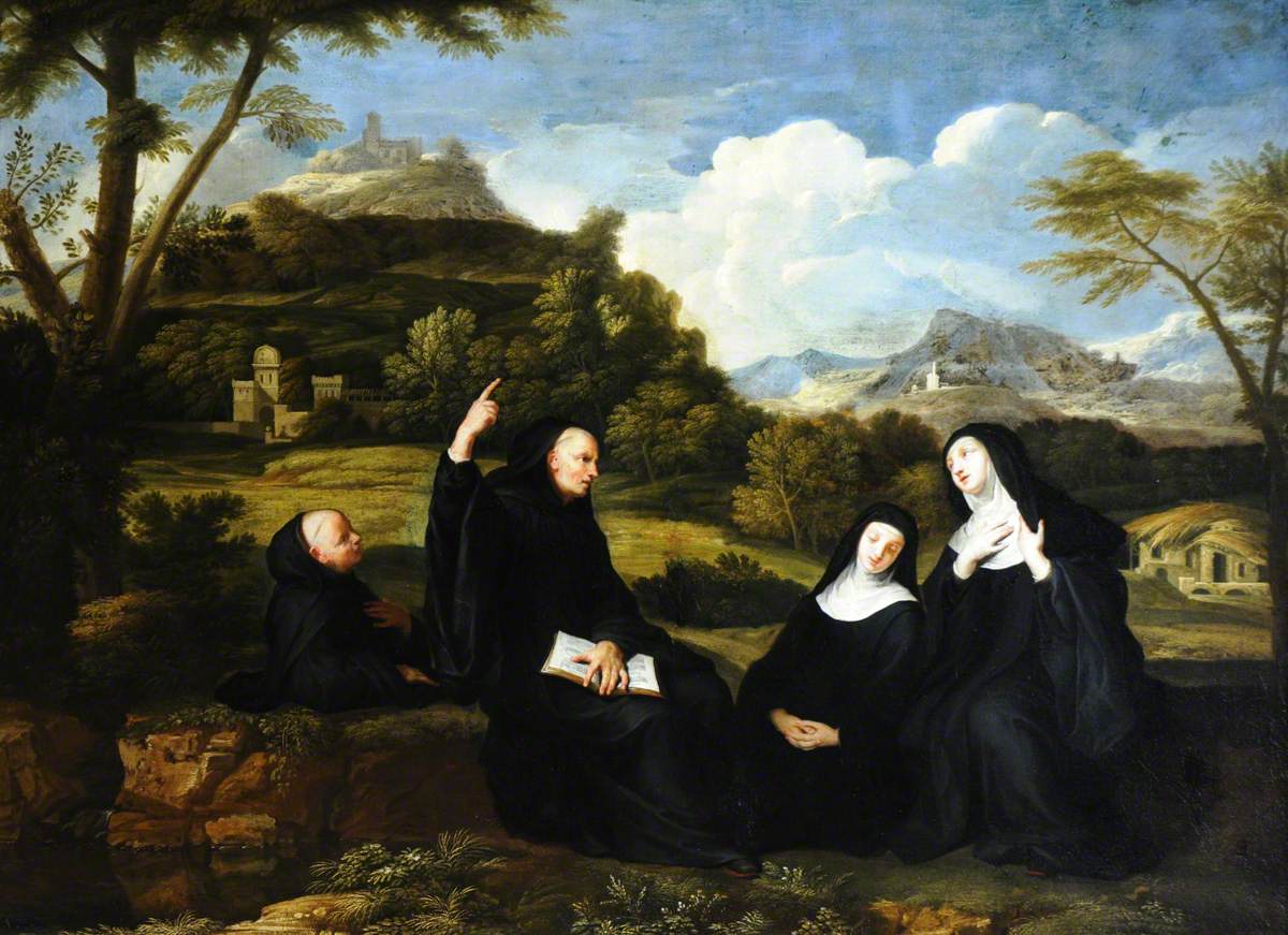 Saint Benedict and Saint Scholastica and Two Companions in a Landscape by Jean Baptiste de Champaigne (1631-1681). 1651, oil on canvas, National Trust / Wikimedia Commons