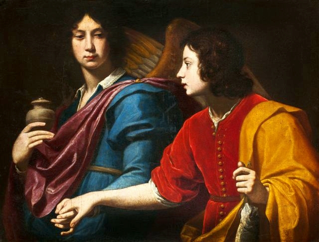 Tobias and Archangel Raphael by Lorenzo Lippi (1606-1665). 1640, oil on panel, National Museum in Wroclaw / Wikimedia Commons.