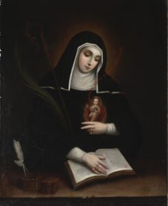 Saint Gertrude by Miguel Cabrera (1695-1768). 1763, oil on canvas, Dallas Museum of Art / Wikimedia Commons
