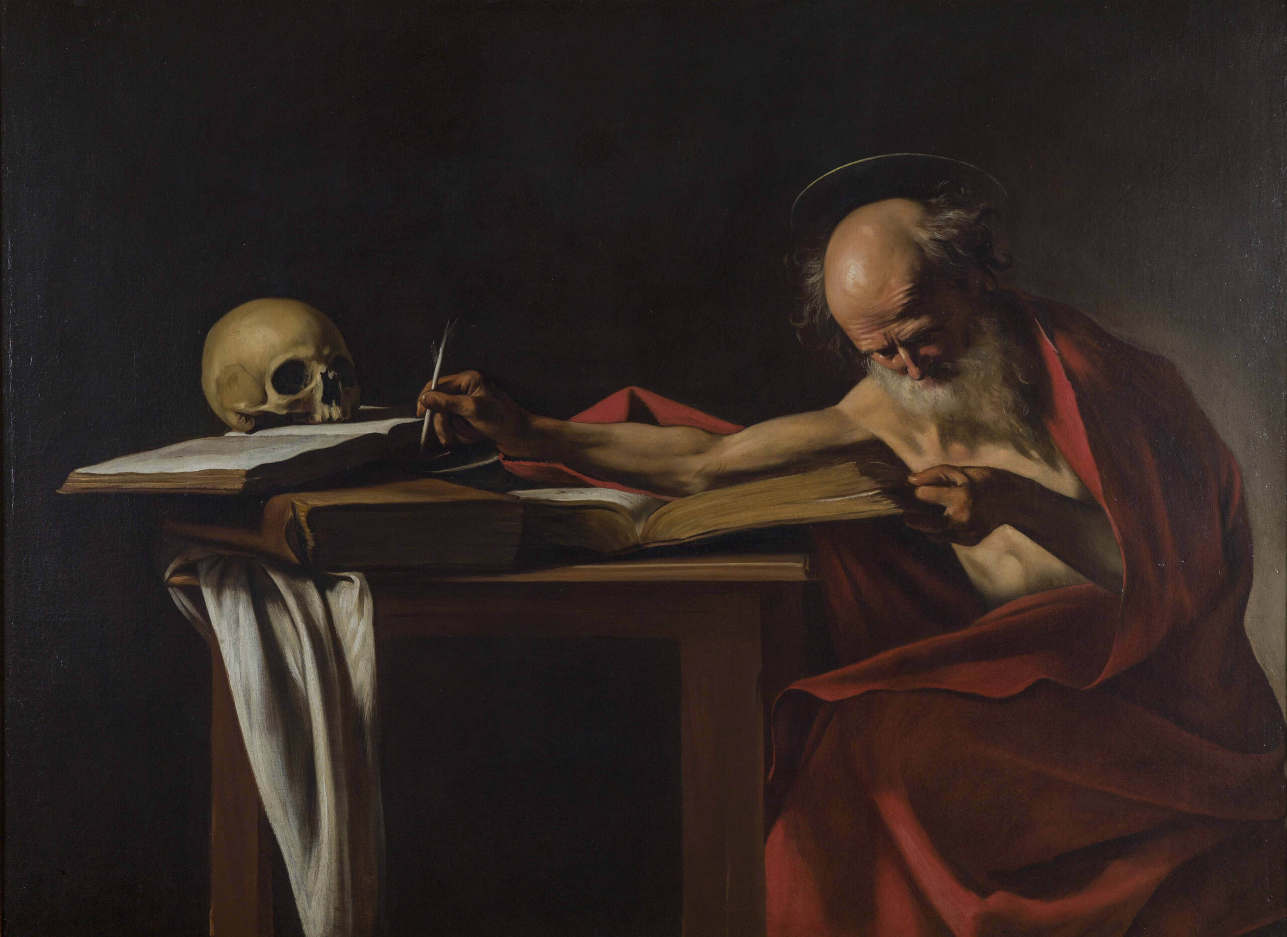 Saint Jerome by Caravaggio (1571-1610). 1606, oil on canvas, Galleria Borghese / Wikimedia Commons