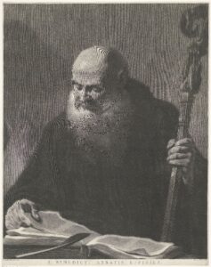 Benedict of Nursia by Giovannie Marco Pitteri. 1712-1786, engraving, Rijksmuseum / Wikimedia Commons