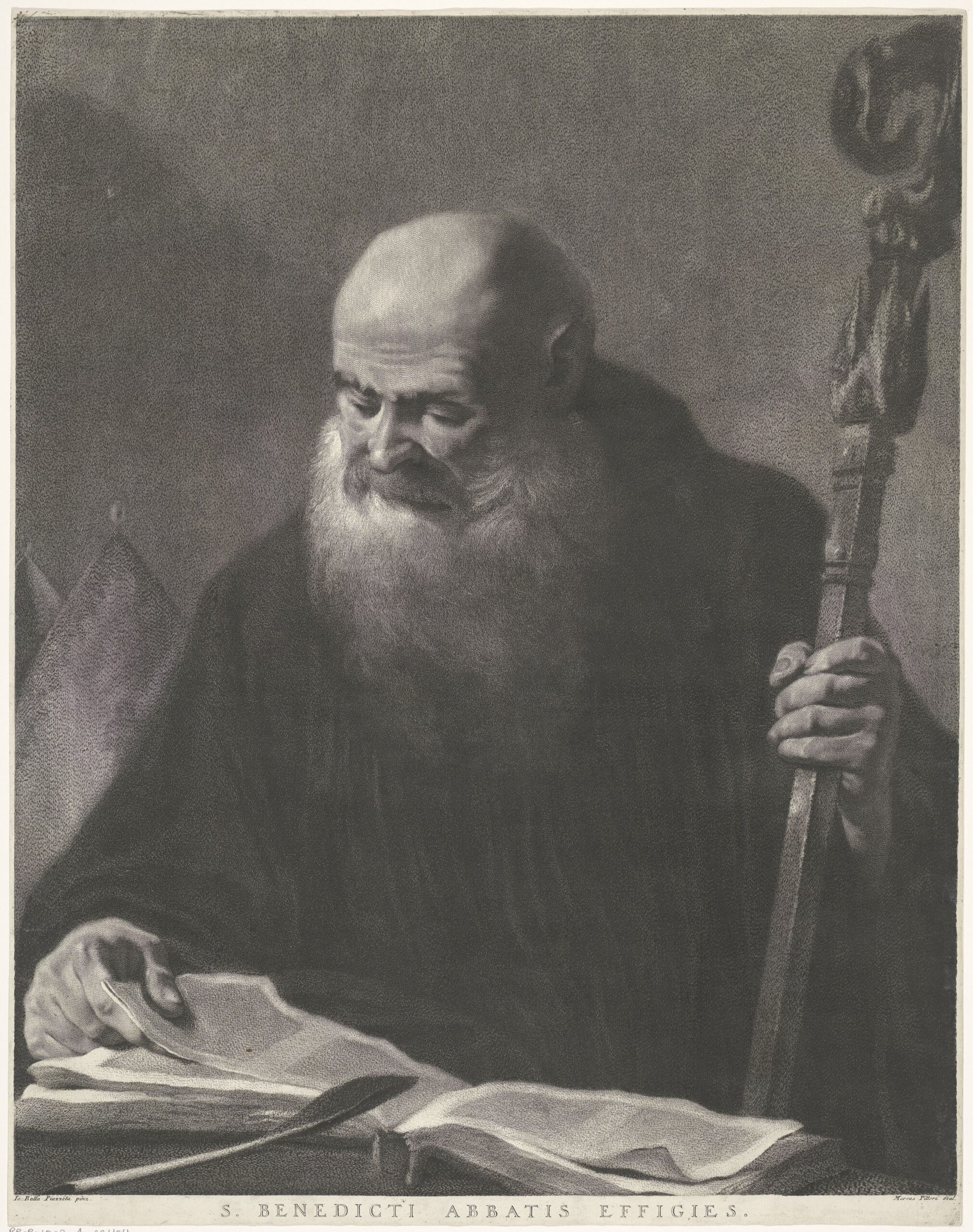 Benedict of Nursia by Giovannie Marco Pitteri. 1712-1786, engraving, Rijksmuseum / Wikimedia Commons