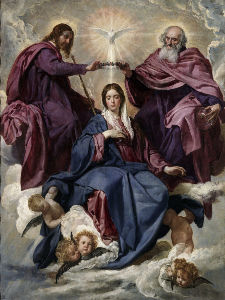 Coronation of the Virgin by Diego Velazquez (1599-1660). 1635, Oil on Canvas, Museo del Prado / Wikimedia Commons