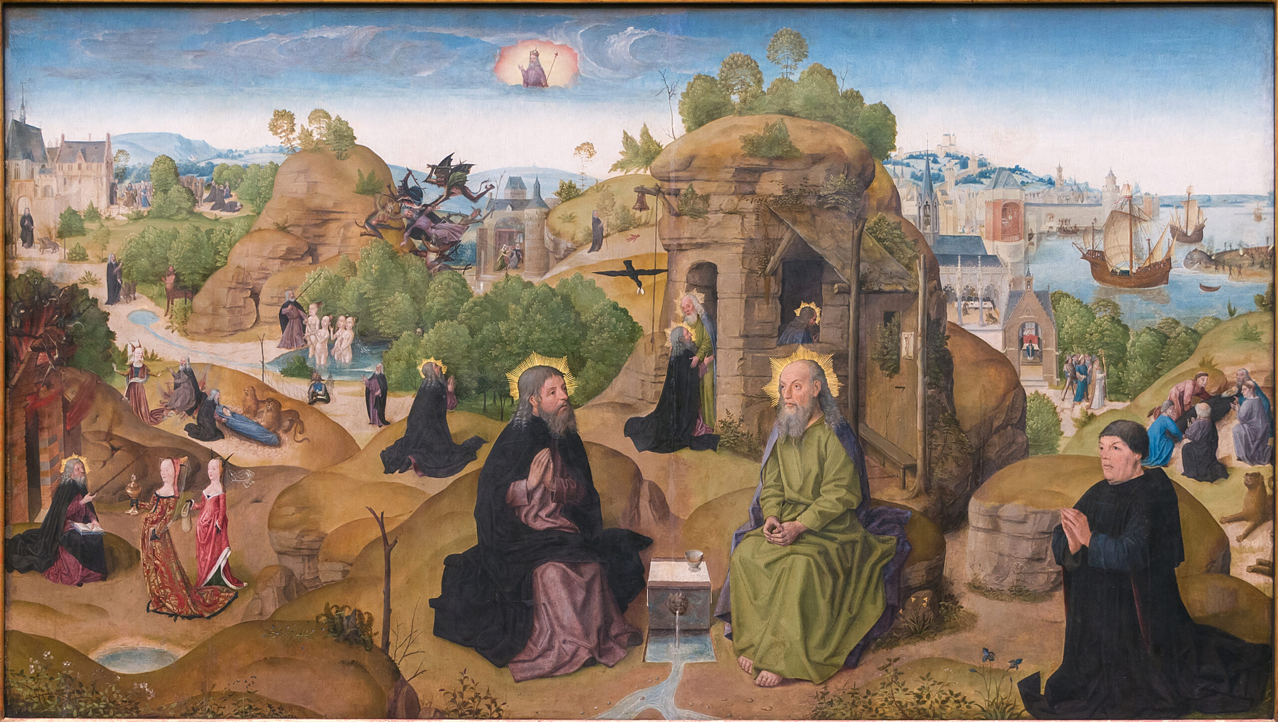 Legend of the Holy Ermite Anthony by Meister der Heiligen Sippe der Altere. 1410, oil on panel, Alte Pinakothek / Wikimedia Commons