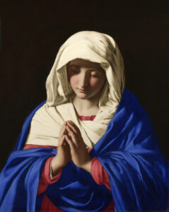 The Virgin in Prayer by Giovanni Battista Salvi da Sassoferrato (1609-1685). 1640, oil on canvas, National Gallery / Wikimedia Commons