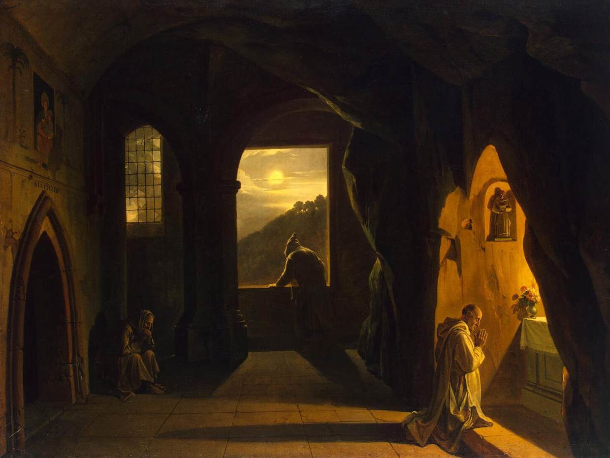 Monks in a Cave by Francois Marius Granet (1775-1849). Oil on canvas, Hermitage Museum / Wikimedia Commons