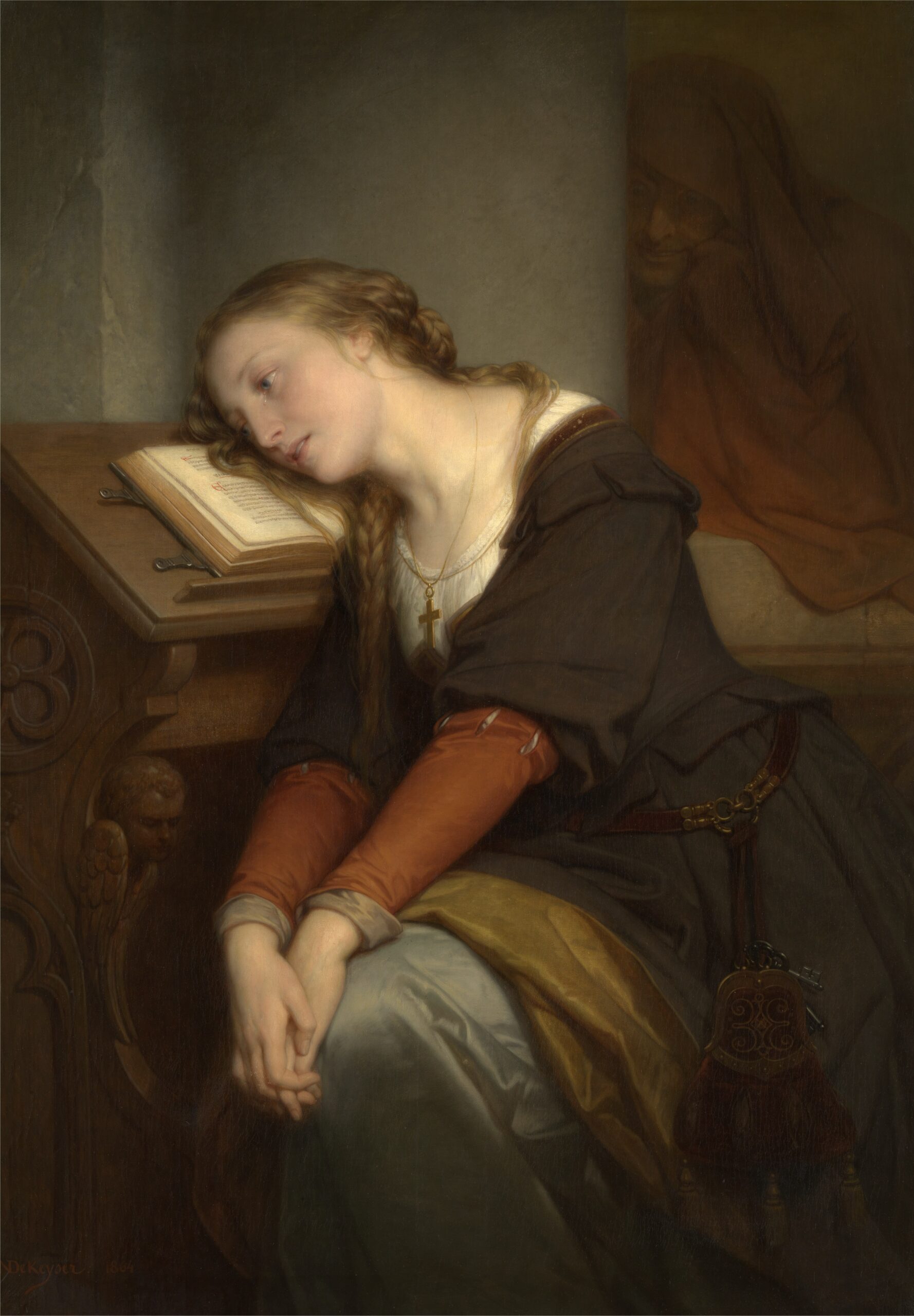 Margaret at the Church by Nicaise de Keyser (1813-1887). 1864, oil on canvas, Royal Museum of Fine Arts Antwerp / Wikimedia Commons