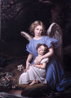 Guardian Angel at the Brook by Joseph Karl Stieler (1781-1858). 1831, oil on canvas, Landesmuseum Mainz / Wikimedia Commons