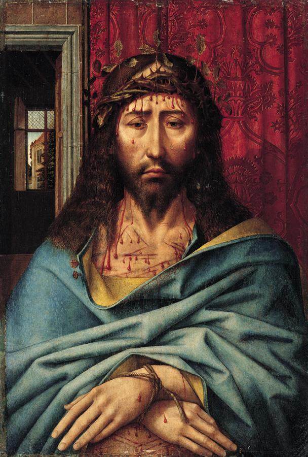 Christ as the Man of Sorrows by Colijn de Coter (1493-1506). 1500, oil on wood, Private collection / Wikimedia Commons