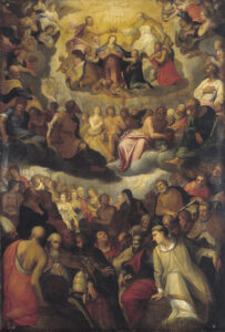 Crowning of the Virgin Mary in Heaven by Hans Rottenhammer (1564-1625). 1595, oil on canvas, Cultural Heritage Agency of the Netherlands Art Collection / Wikimedia Commons