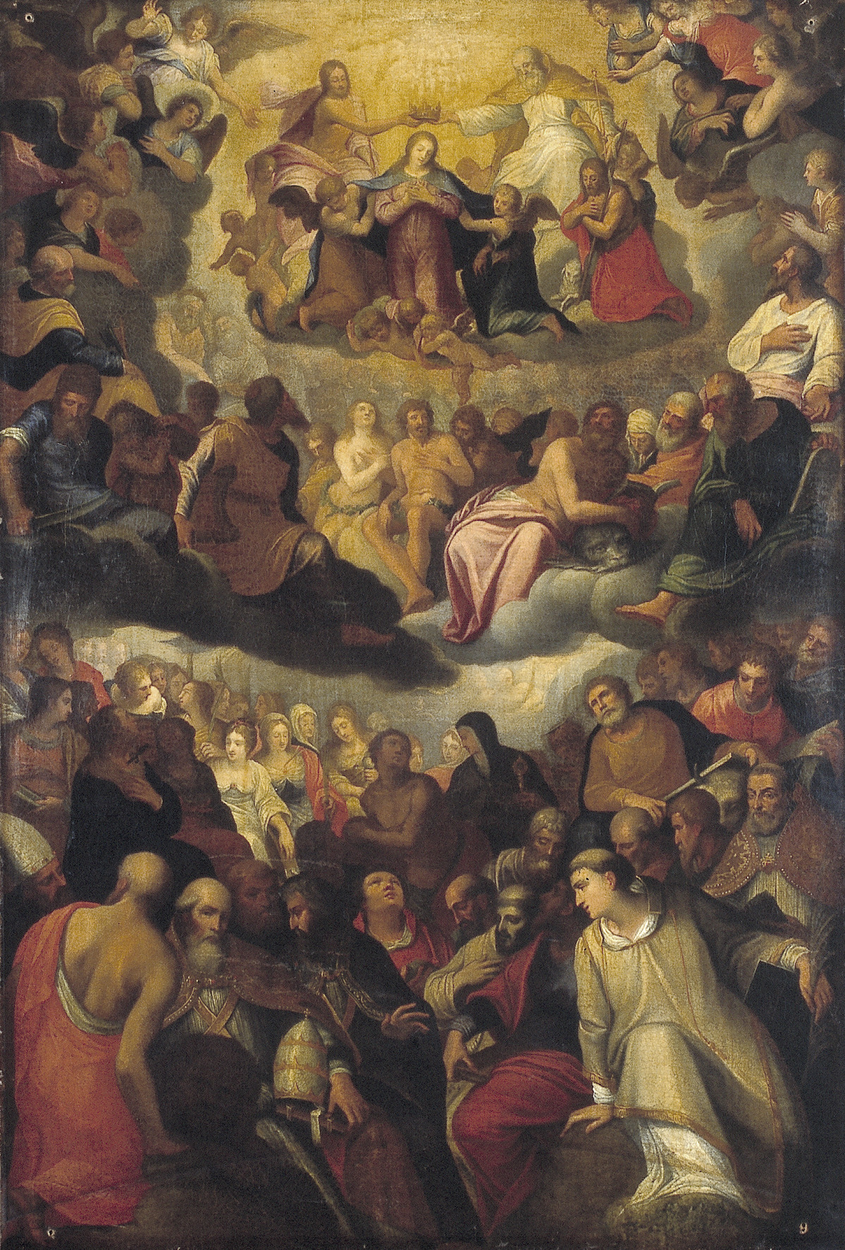 Crowning of the Virgin Mary in Heaven by Hans Rottenhammer (1564-1625). 1595, oil on canvas, Cultural Heritage Agency of the Netherlands Art Collection / Wikimedia Commons