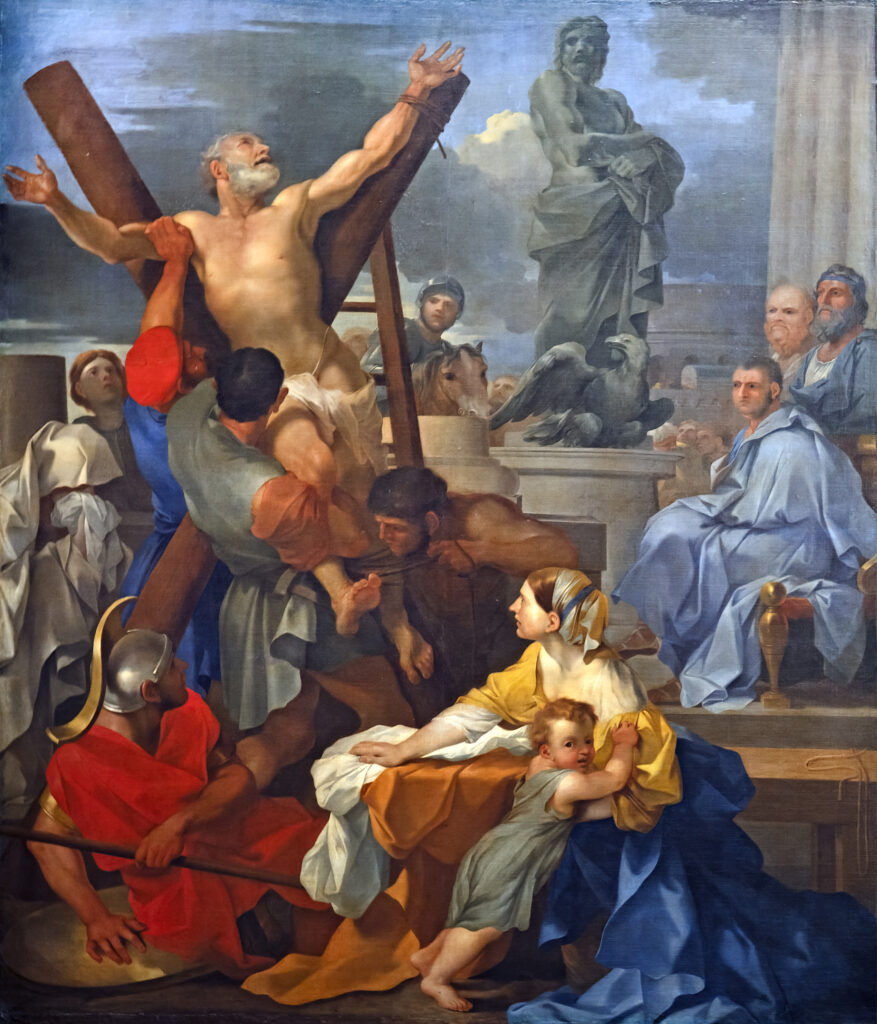 Martyrdom of Saint Andrew by Sebastien Bourdon (1616-1671). 1645, oil on canvas, Musee des Augustins / Wikimedia Commons