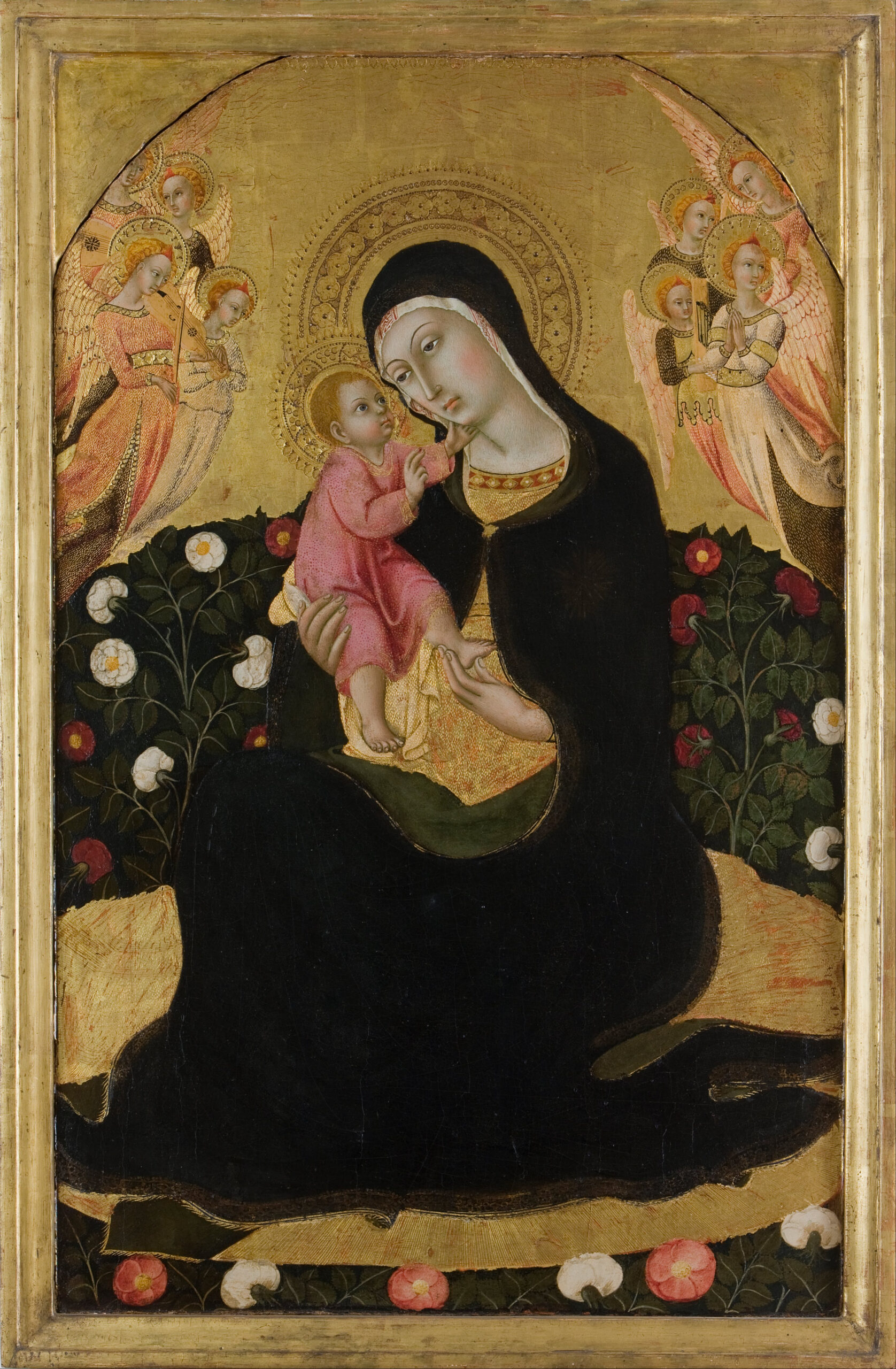 Madonna of Humility by Sano di Pietro (1405-1481). Tempera on panel, Fondazione Musei Senesi / Wikimedia Commons