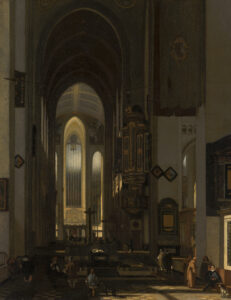 Interior of an Imaginary Catholic Church by Emanuel de Witte (1617-1692). 1668, oil on canvas, Mauritshuis / Wikimedia Commons