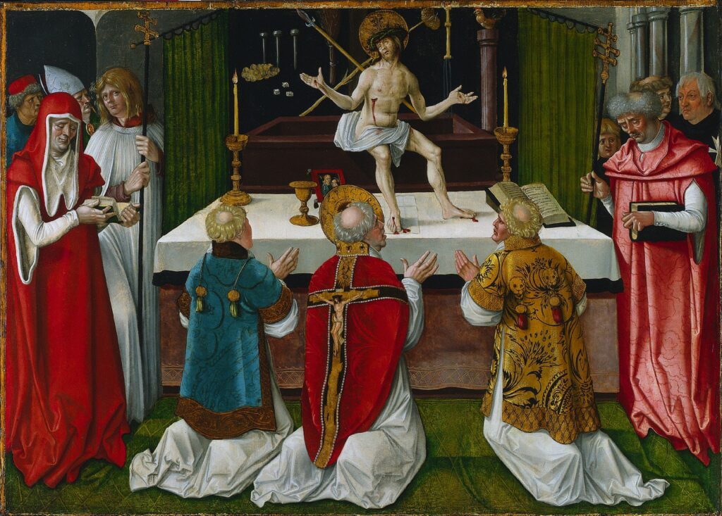 The Mass of Saint Gregory by Hans Baldung (1484-1545). 1511, oil and tempera on wood, Cleveland Museum of Art / Wikimedia Commons