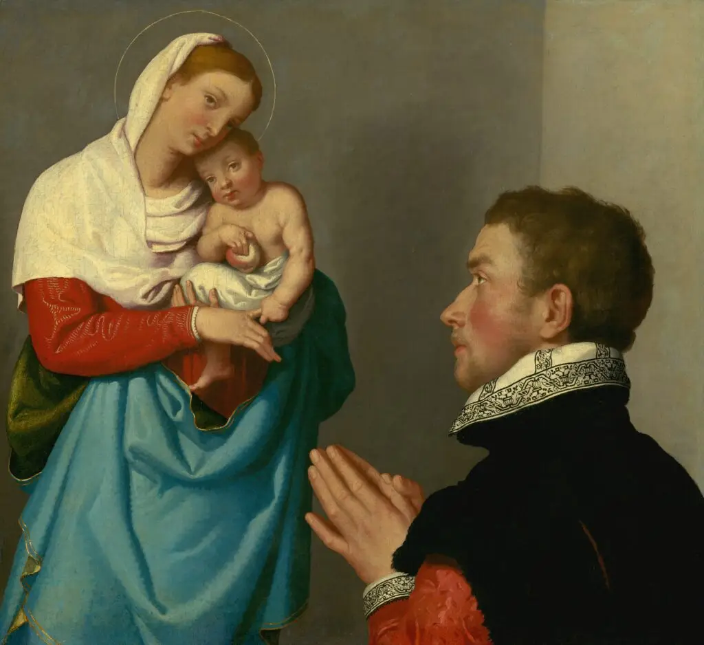 A Gentleman in Adoration Before the Madonna by Giovanni Battista Moroni (1525-1578). 1560, oil on canvas, National Gallery of Art / Wikimedia Commons